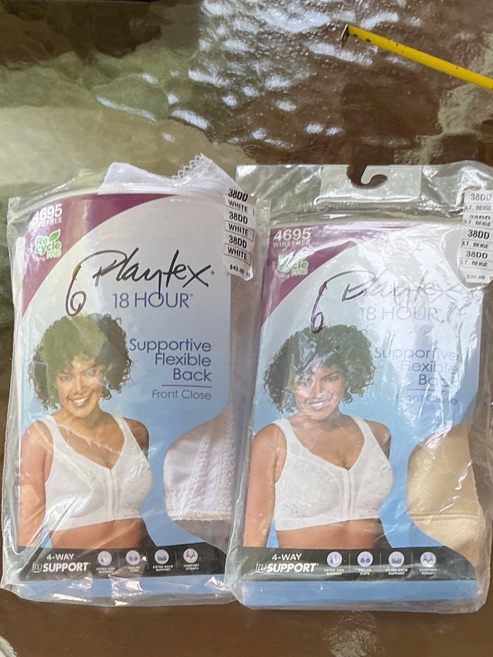 Playtex Women’s 18 Hour BrasLot of 2 White & Beige NEW Size 38DD